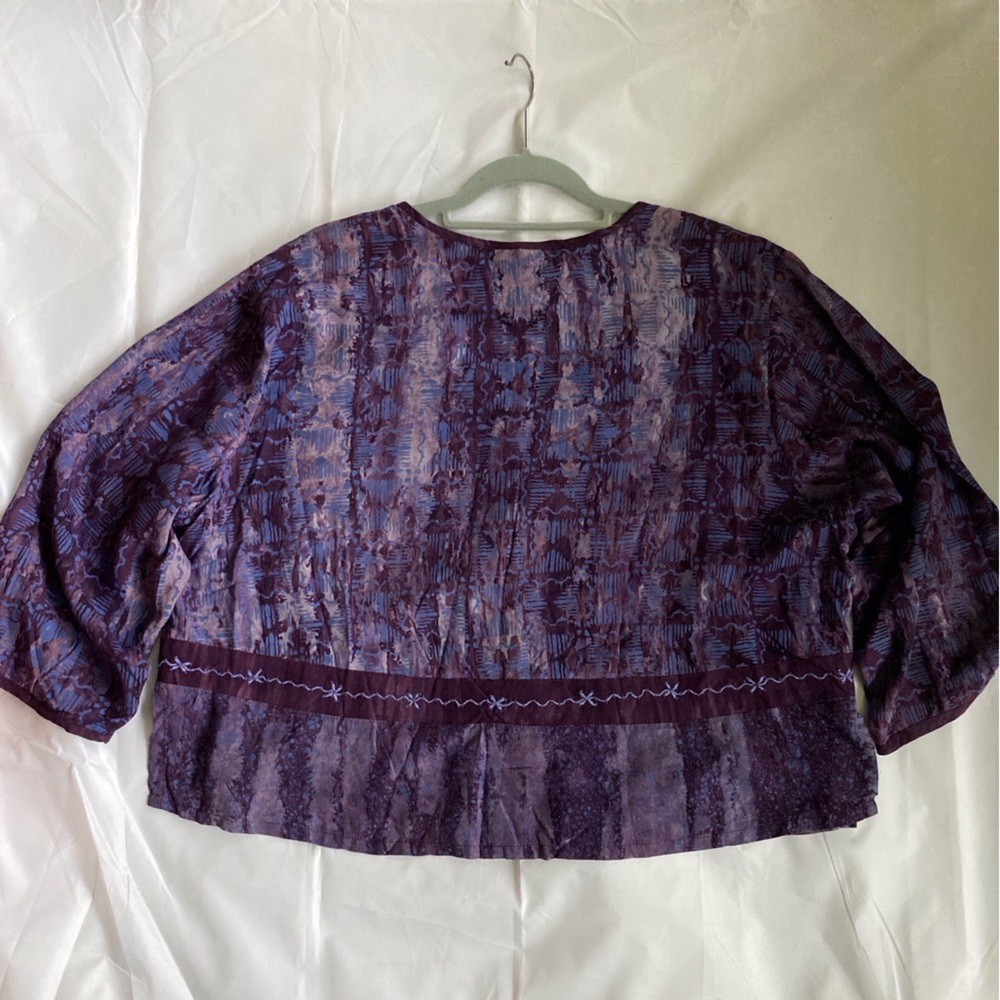 Red’s Threads women’s 1X button down Top , Batik look, Vintage Boho, Renaissance - Picture 3 of 12